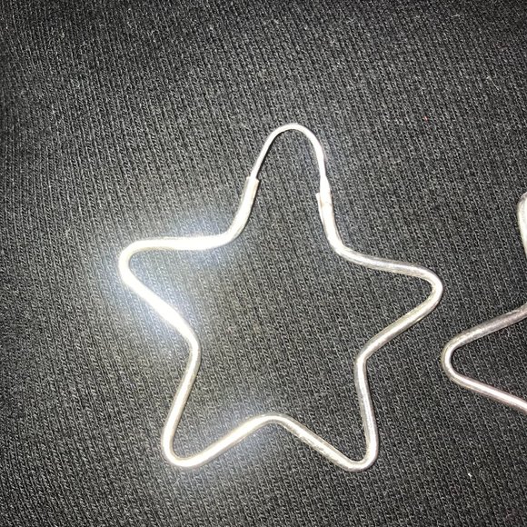 Silver Star Hoop Style Hinged Earrings Vintage - Picture 3 of 8